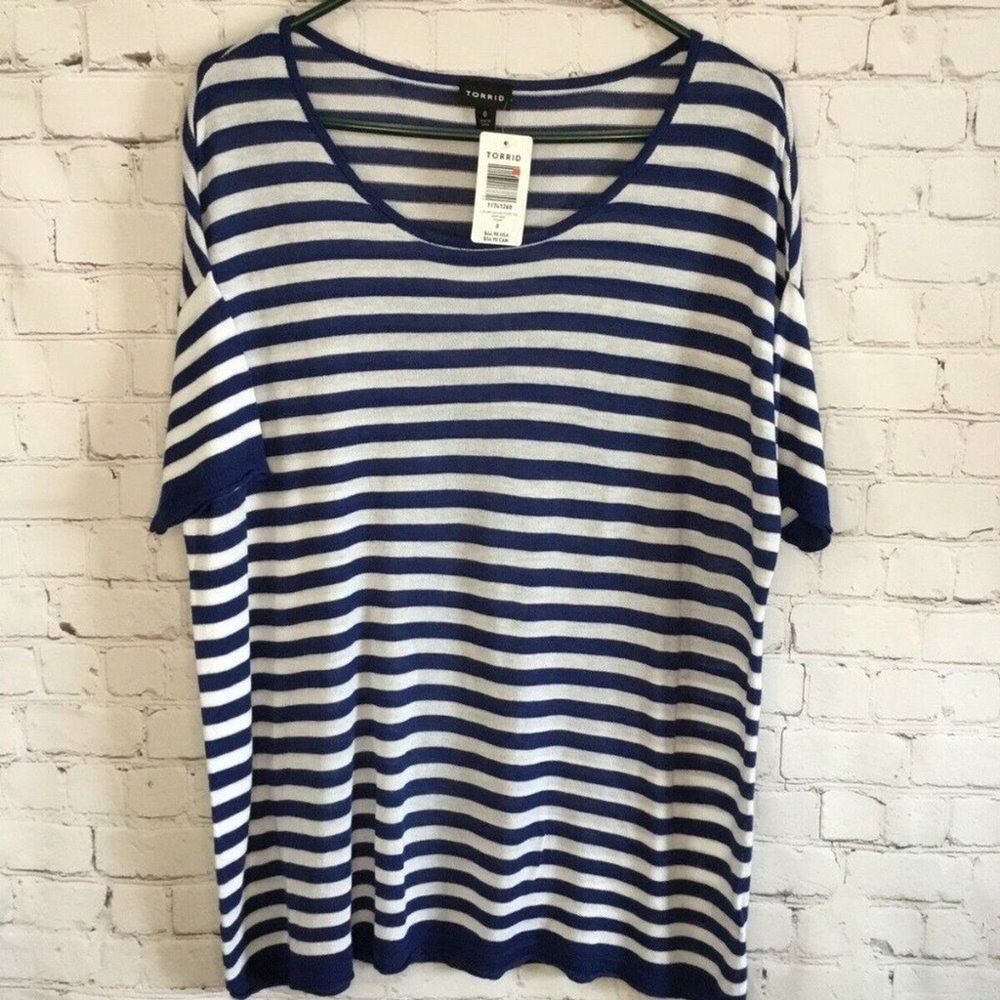 NWT Torrid Stripe Navy/White‎ Short Sleeve T-Shirt Top Women 0 China